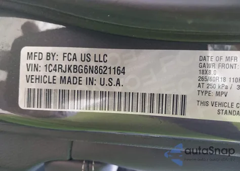 2022 Jeep Grand Cherokee L Limited 4X4 from USA, damaged, VIN 1C4RJKBG6N8621164